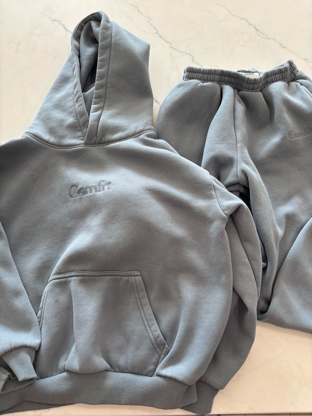 Kids comfrt Slate Blue Hoodie & Sweatpants Set